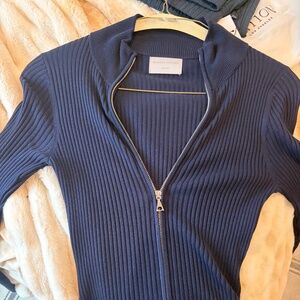 Modern Citizen Navy Ribbed Dress with Front Zip NEVER WORN